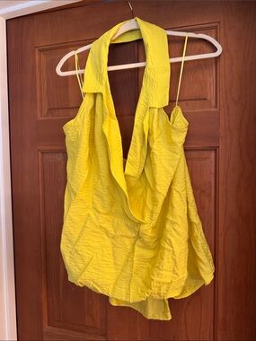 Anthropologie Yellow Draped Halter Camisole